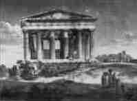 Tempio di Teseo, Acquarello di C.W. v. Heideck (Museum Ottobrunn). Qui fu sepolto il volontario     tedesco Wilhelm Ulrich Christian von Stralendorff. Egli cadde nel maggio 1822 nello sfortunato tentativo d'assedio     dell'Acropoli di Atene.
