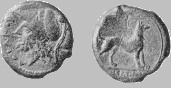 Moneta dio Adrano e cirneco sul rovescio