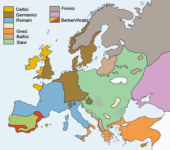 L'Europa ca. X-XII sec. d.C. © 2012 di Aldo C. Marturano e Bianca Zanardi.  in viola sono indicati i diversi popoli nomadi della steppa 