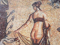 Mosaico di Leda e il cigno, Museo di Cipro a Nicosia. Immagine gentilmente fornita dall'Ente Nazionale per il Turismo di Cipro.